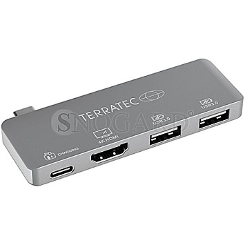 Terratec 251737 Connect C4 USB-C mit USB-C PD, HDMI und 2xUSB 3.0 Adapter silber