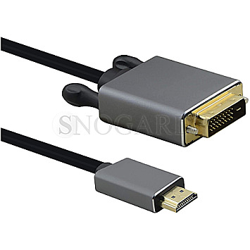 Helos 288689 Premium 4K HDMI Stecker auf DVI Stecker 1m schwarz