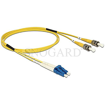 DeLOCK 84611 LWL Patchkabel LC -> ST Singlemode Duplex OS2 1m gelb