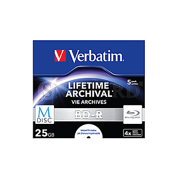 Verbatim 43823 M-DISC BD-R 25GB 4x Geschwindigkeit 5er Jewelcase printable