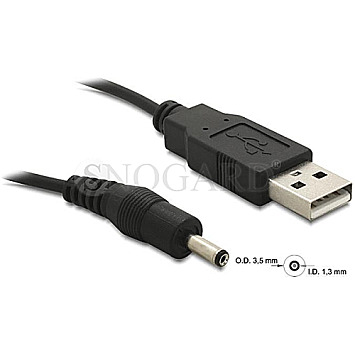 DeLOCK 82377 Stromkabel USB 2.0 Typ-A -> DC 3.5x1.3mm gerade 1.5m schwarz