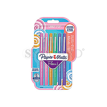 Papermate 2028899 Flair Faserschreiber 6er Candy Pop M