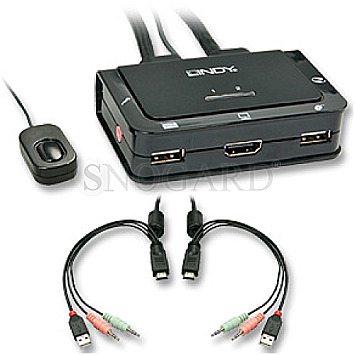 Lindy 42340 KVM Switch Compact 2 Port HDMI USB 2.0 & Audio