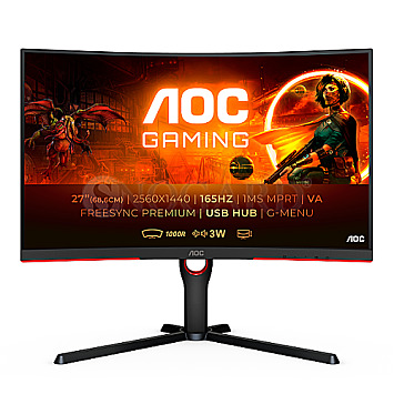 68.6cm (27") AOC CQ27G3SU/BK VA WQHD 165Hz Gaming Lautsprecher Curved