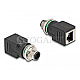 DeLOCK M12 Adapter D-kodiert 4pin Stecker zu RJ45 Buchse gerade schwarz