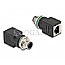 DeLOCK M12 Adapter D-kodiert 4pin Stecker zu RJ45 Buchse gerade schwarz