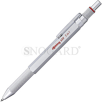 Rotring 2114262 3in1 Multi Pen Druckbleistift und Kugelschreiber silber/rot