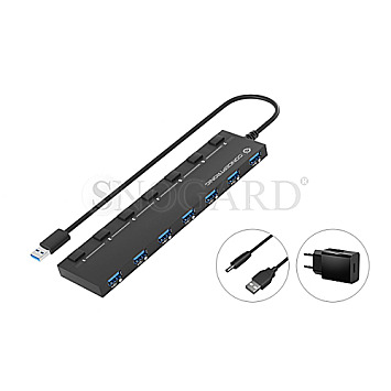 Conceptronic HUBBIES19BP 7 Port USB 3.0 Hub mit Netzteil schwarz