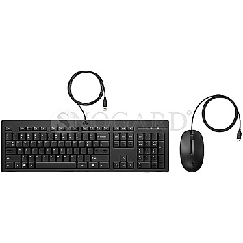 HP 225 286J4AA Wired Desktop Set Mouse + Keyboard QWERZ schwarz