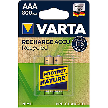 Varta 56813-101-402  Recharge Accu Recycled Micro AAA NiMH 800mAh 2er Pack