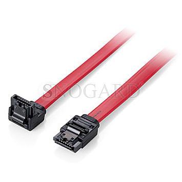 Equip 111903 Flachkabel 2x SATA 6Gbps 7pin Stecker gerade/unten gewinkelt 1m rot